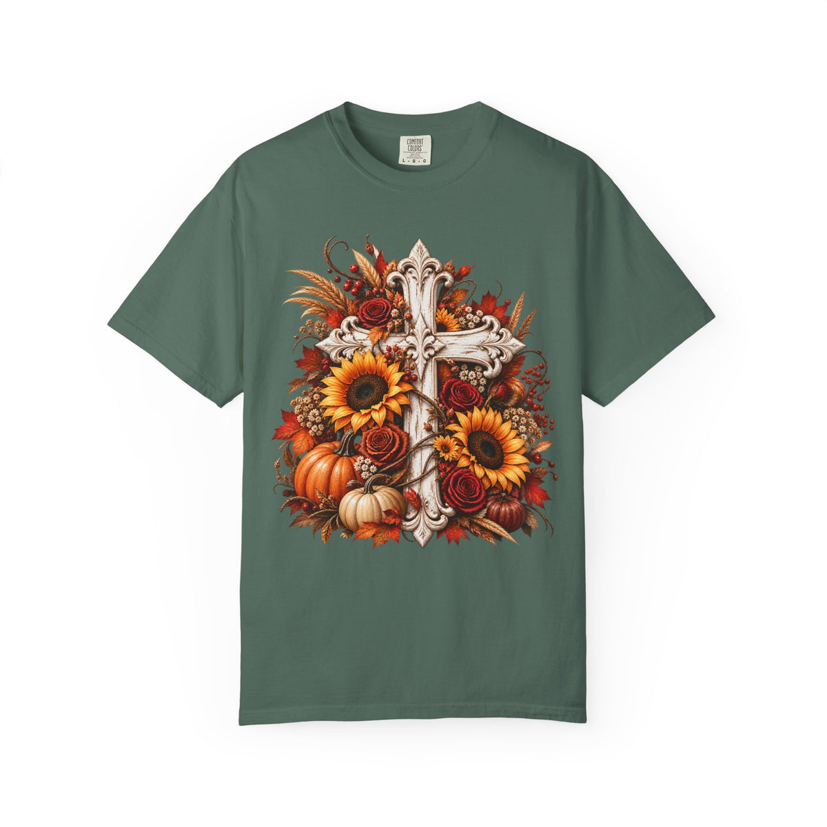 Autumn Harvest Cross and Sunflower T-Shirt