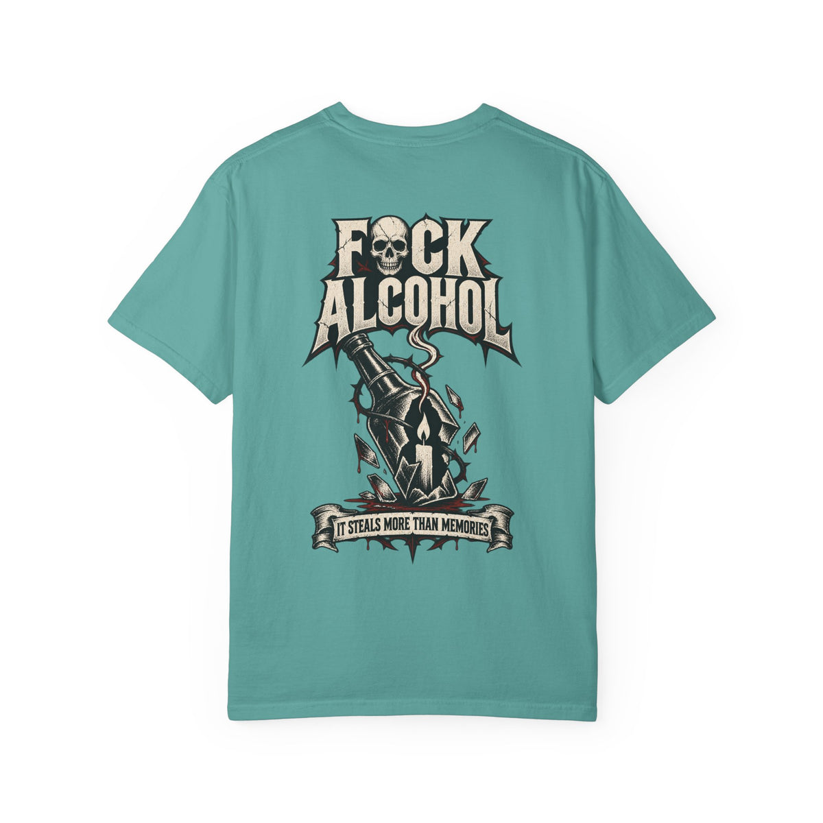 F*ck Alcohol graphic T-Shirt | Broken Bottle illustration