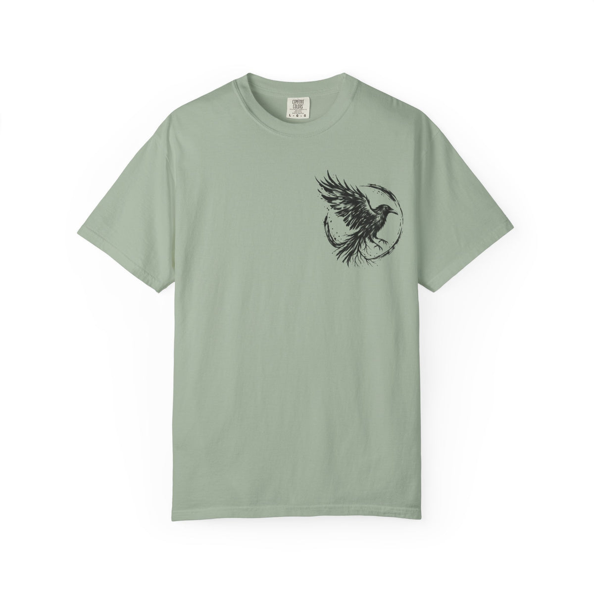 Black Raven Illustration T-shirt | Ink Circle Back Print