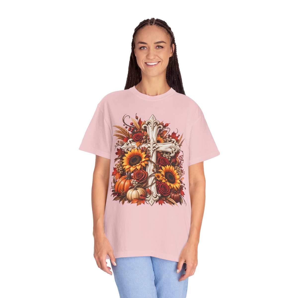 Autumn Harvest Cross and Sunflower T-Shirt