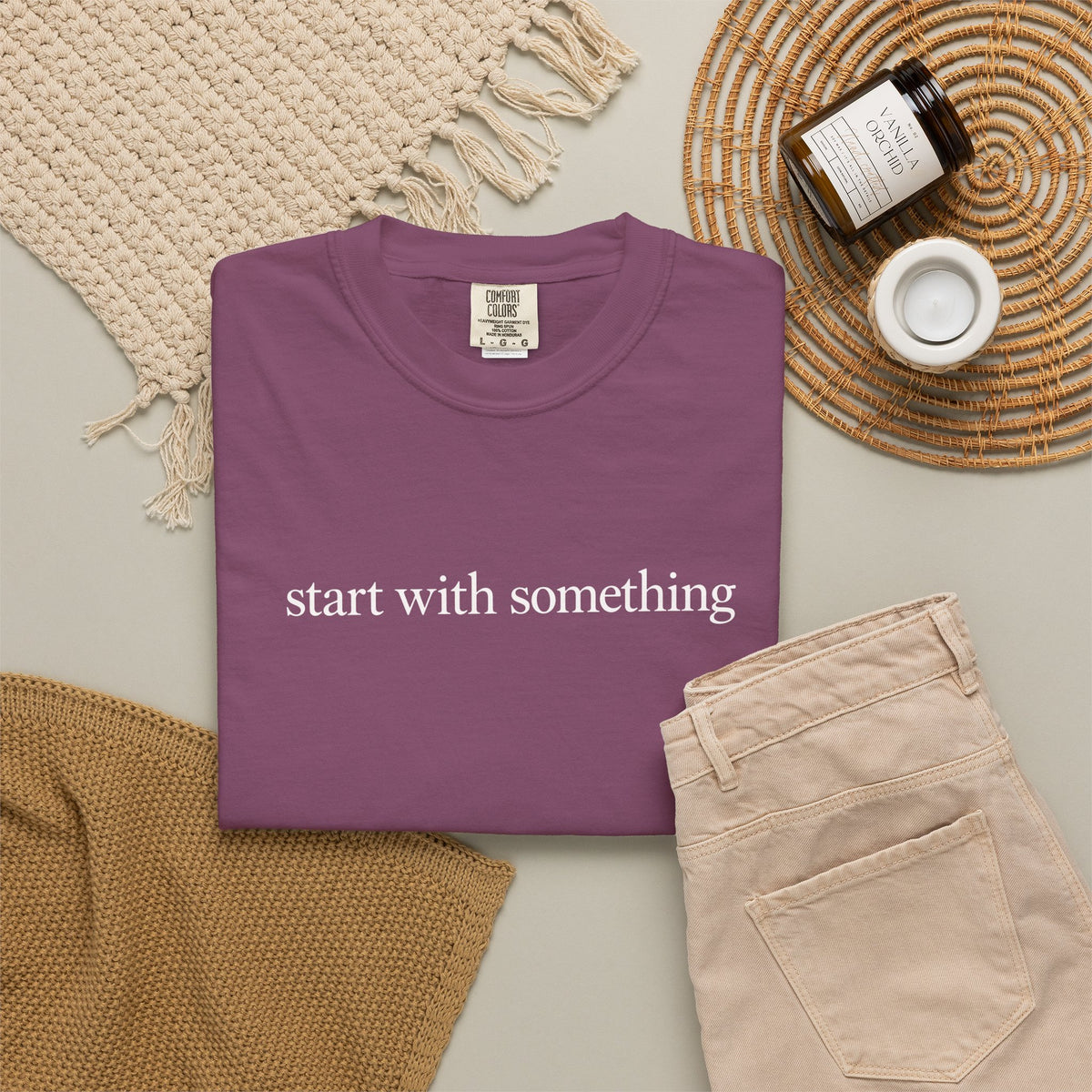 Start With Something T-Shirt — Inspirational 'The Struggle...developing the strength' Garment-Dyed Tee