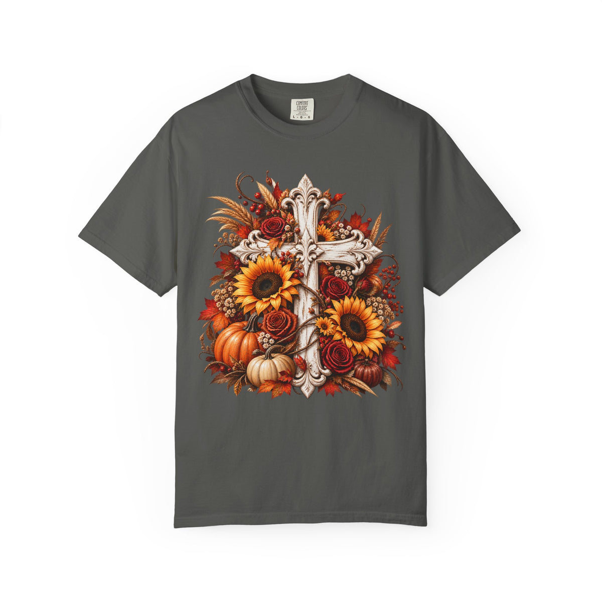 Autumn Harvest Cross and Sunflower T-Shirt