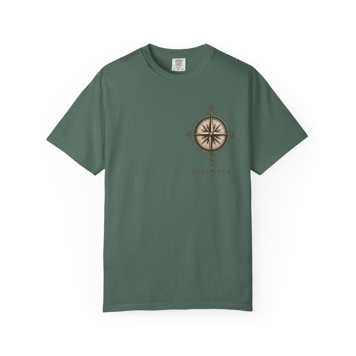 Psalm 23 Compass T-Shirt — "He Will Show The Way" Scenic Graphic Tee