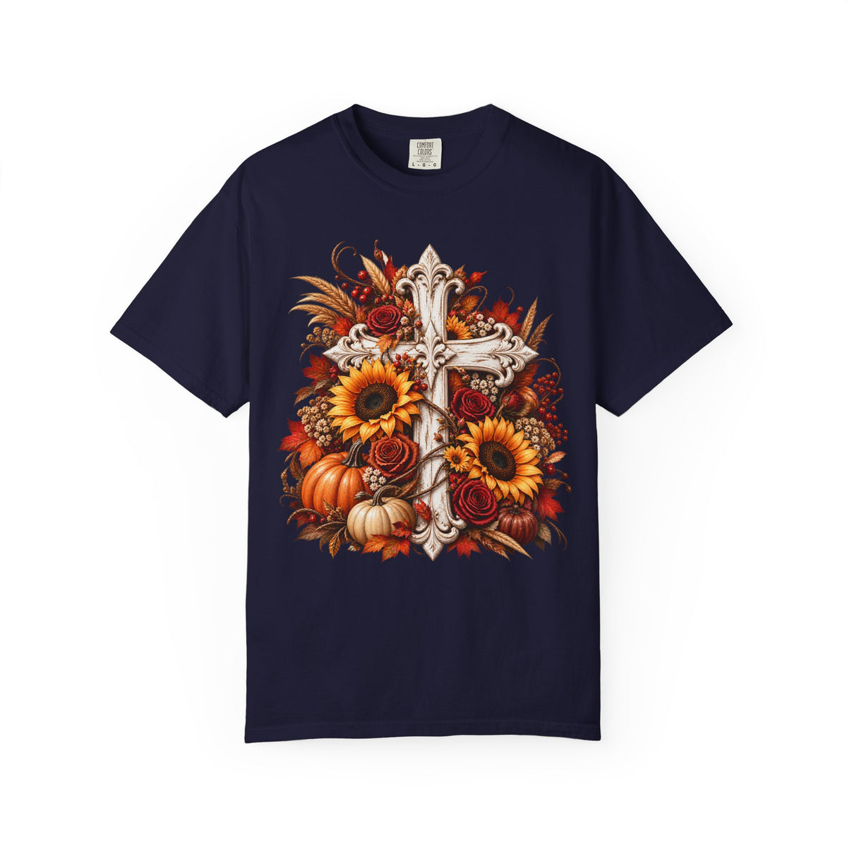 Autumn Harvest Cross and Sunflower T-Shirt