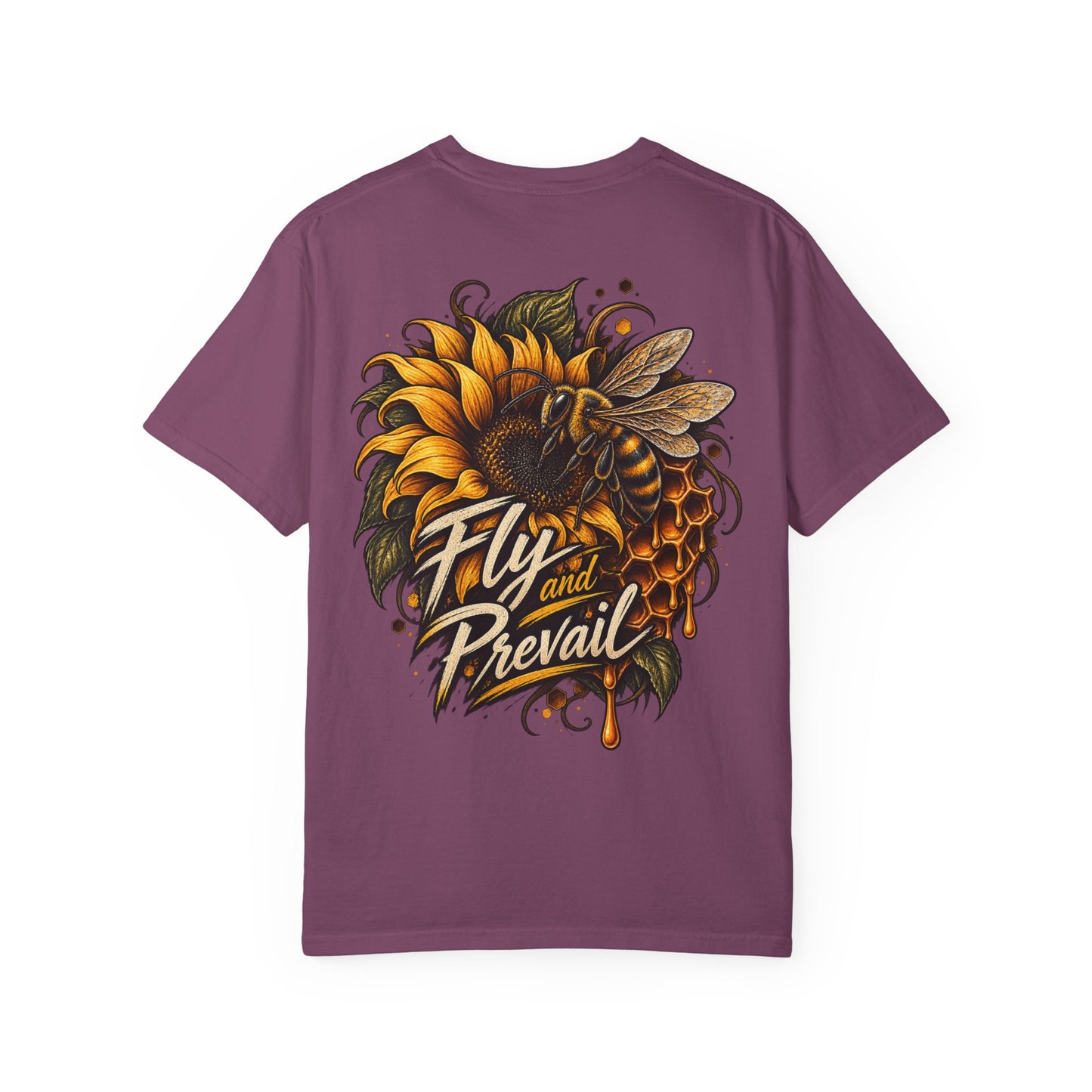 Fly and Prevail Graphic T-Shirt — Sunflower & Bee Illustration
