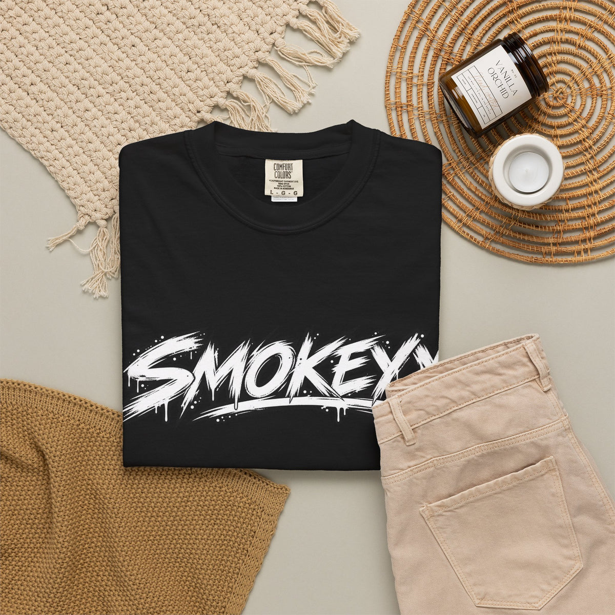 Graphic T-Shirt — "Smokeyy" with Back Text: "I Buried My Silence, My Voice Lined to Tell the Story" Inspiring Graphic
