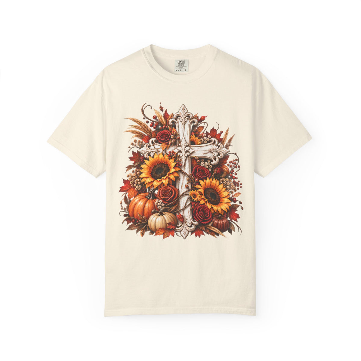 Autumn Harvest Cross and Sunflower T-Shirt
