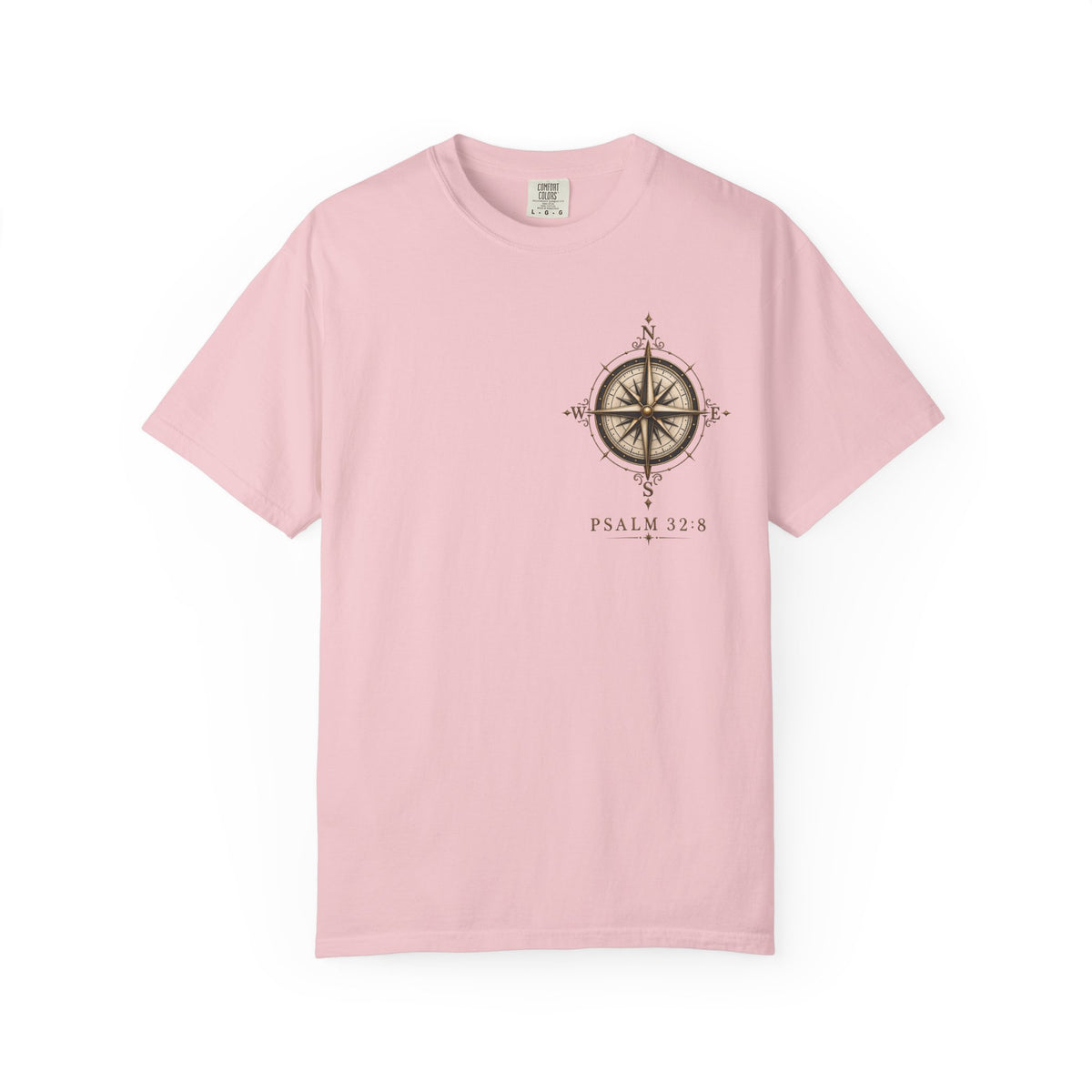 Psalm 23 Compass T-Shirt — "He Will Show The Way" Scenic Graphic Tee