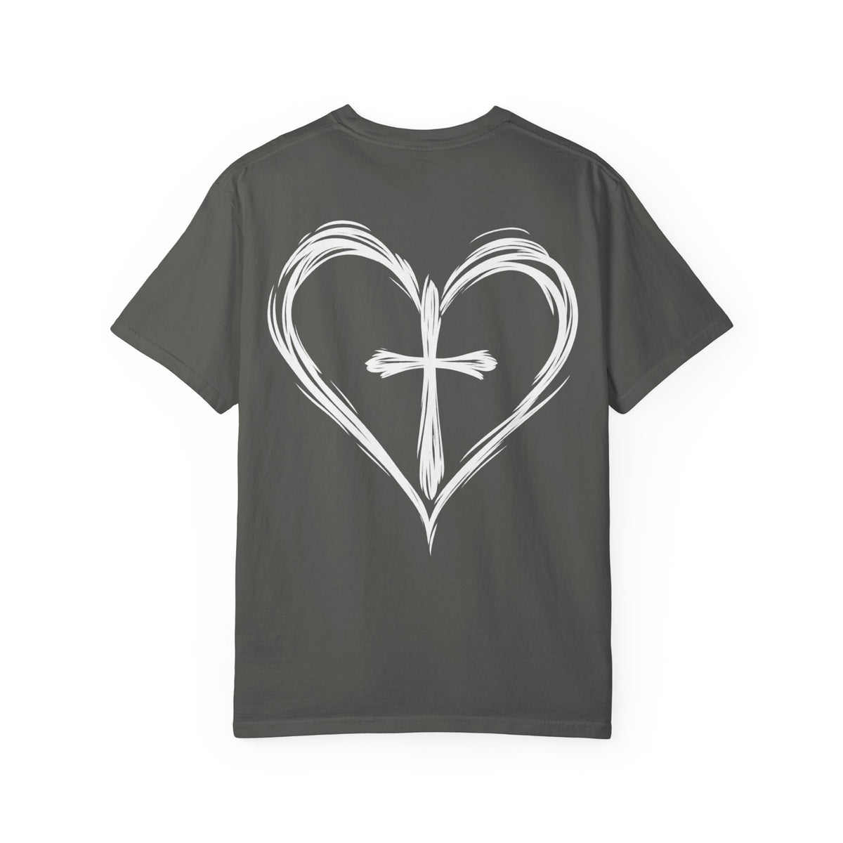 Cross Heart T-Shirt — Brushstroke Cross Graphic Christian Tee