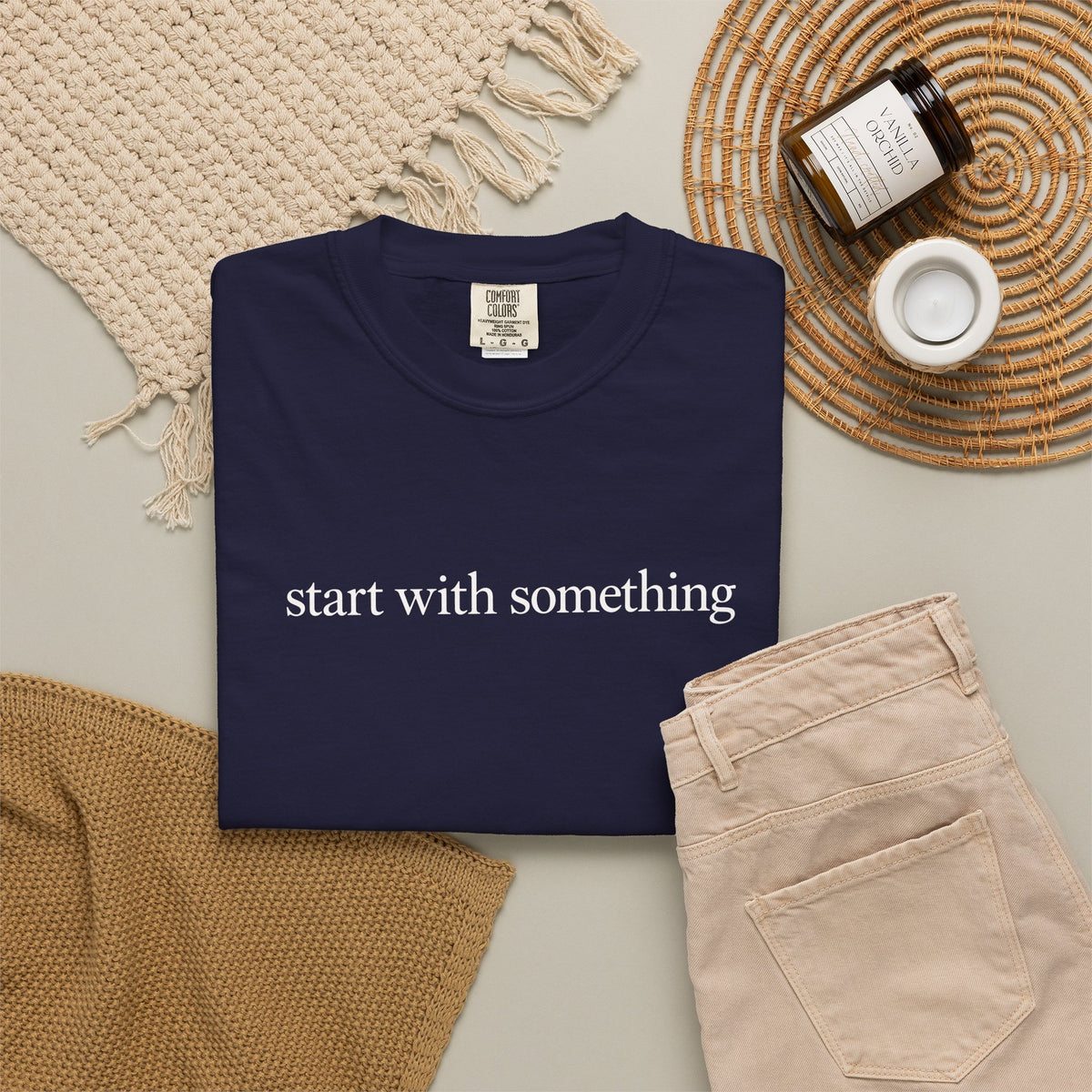 Start With Something T-Shirt — Inspirational 'The Struggle...developing the strength' Garment-Dyed Tee
