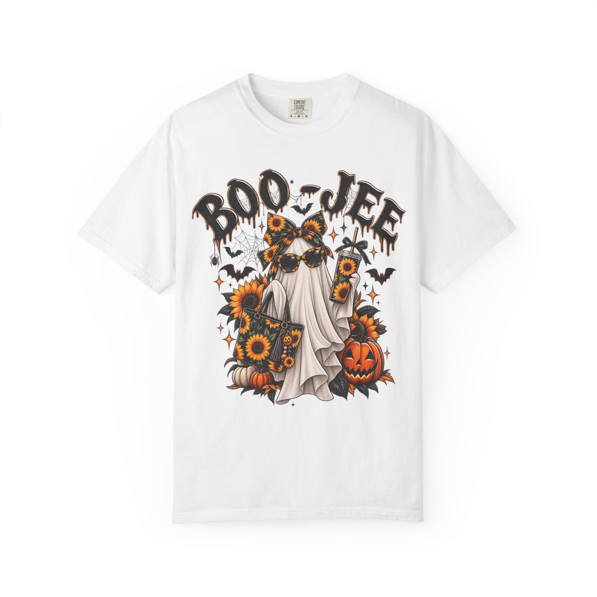 Halloween 'Boo-Jee' Ghost Tee — Pumpkin & Sunflower Spooky Graphic T-Shirt