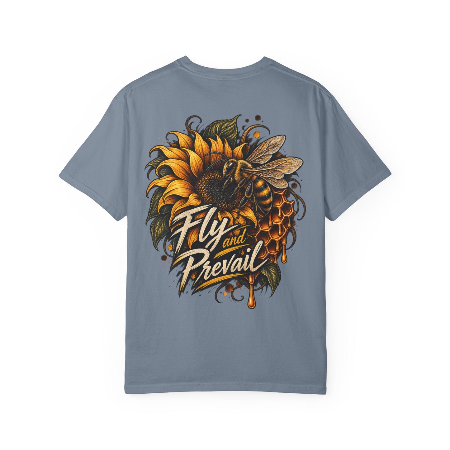 Fly and Prevail Graphic T-Shirt — Sunflower & Bee Illustration