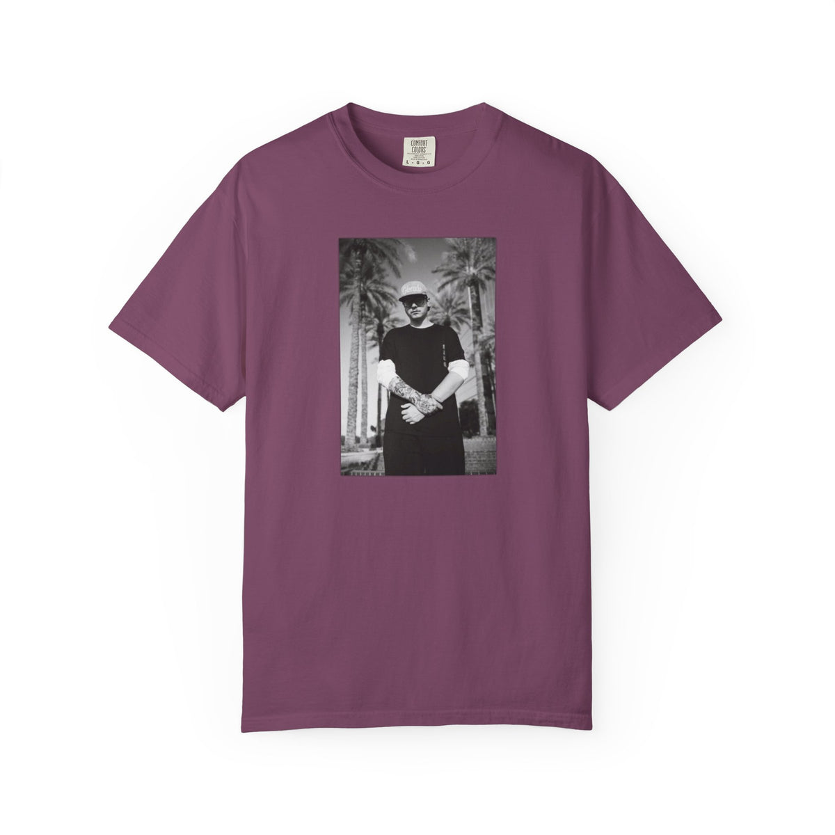 Graphic T‑Shirt — Black & White Palm Photo Tee