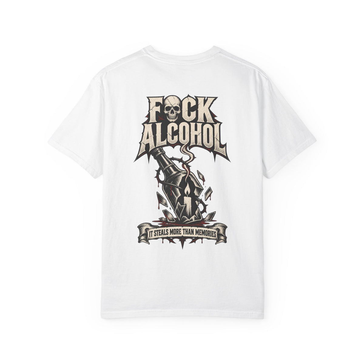F*ck Alcohol graphic T-Shirt | Broken Bottle illustration