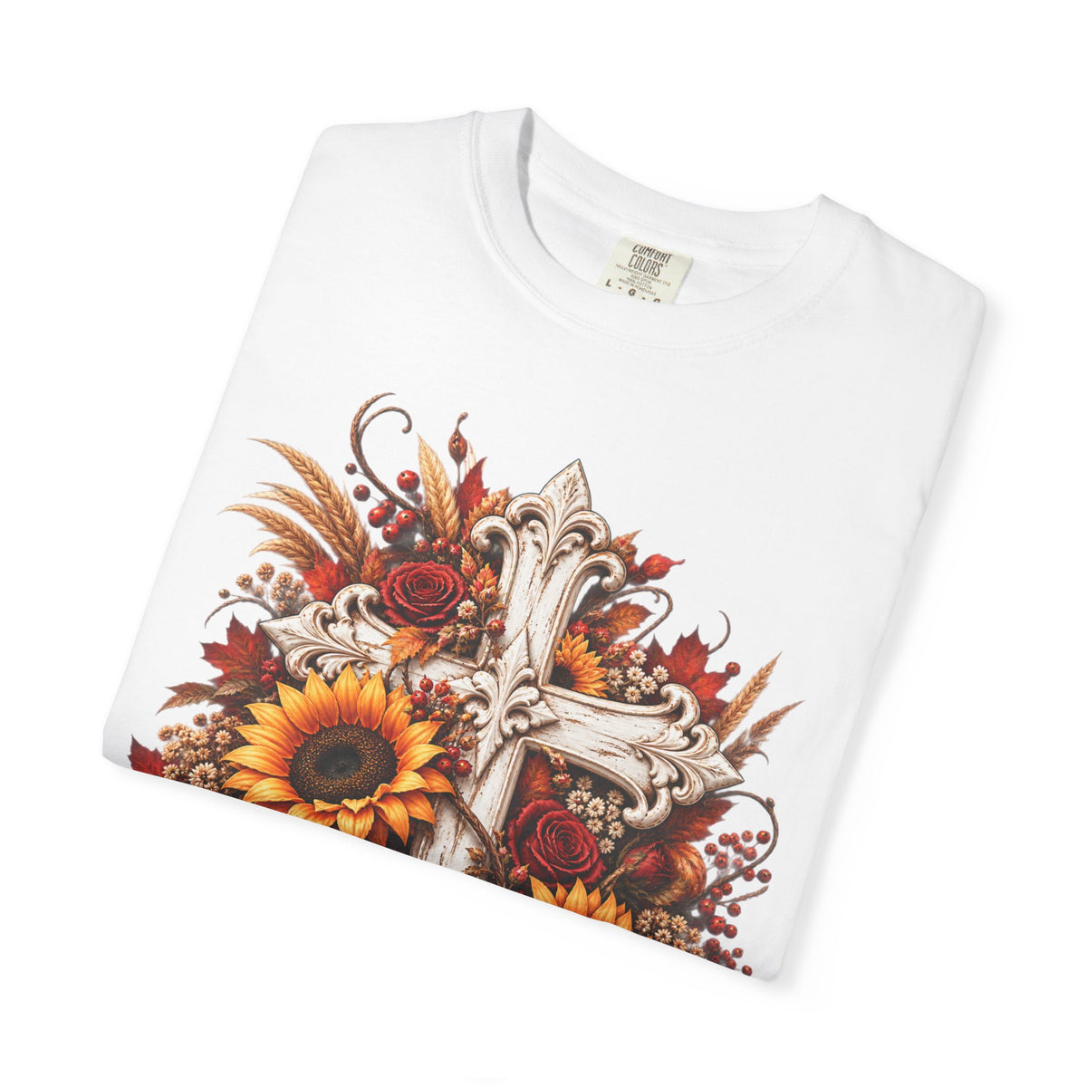 Autumn Harvest Cross and Sunflower T-Shirt