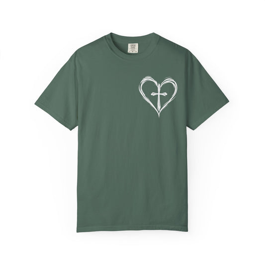 Cross Heart T-Shirt — Brushstroke Cross Graphic Christian Tee