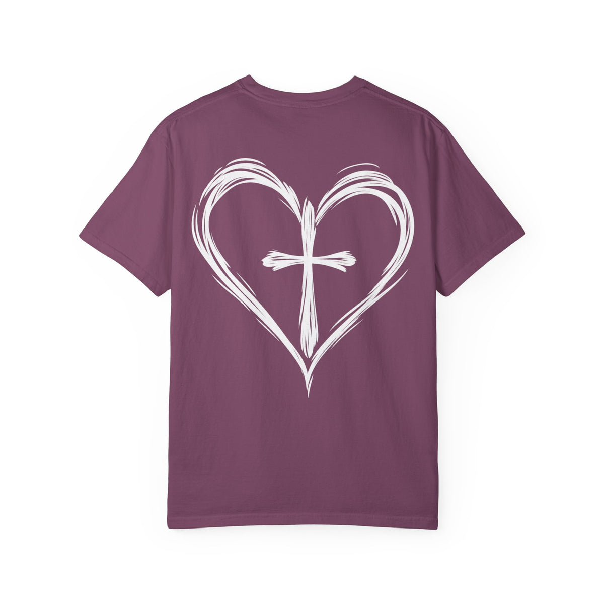 Cross Heart T-Shirt — Brushstroke Cross Graphic Christian Tee