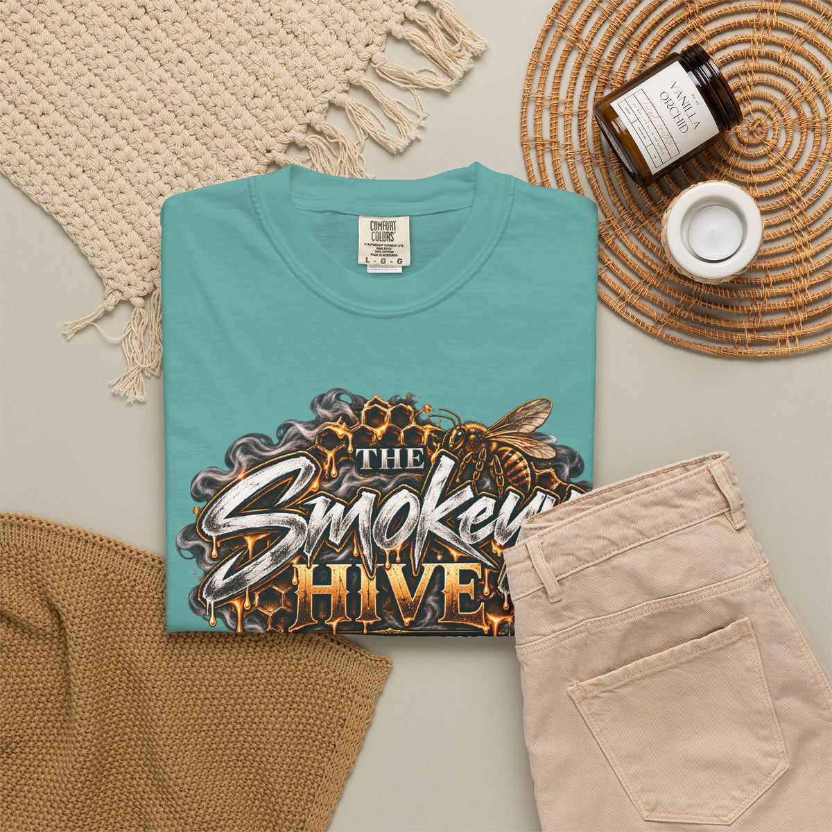 The Smokey's Hive Graphic T-Shirt Collab— Bee & Honeycomb Logo Tee