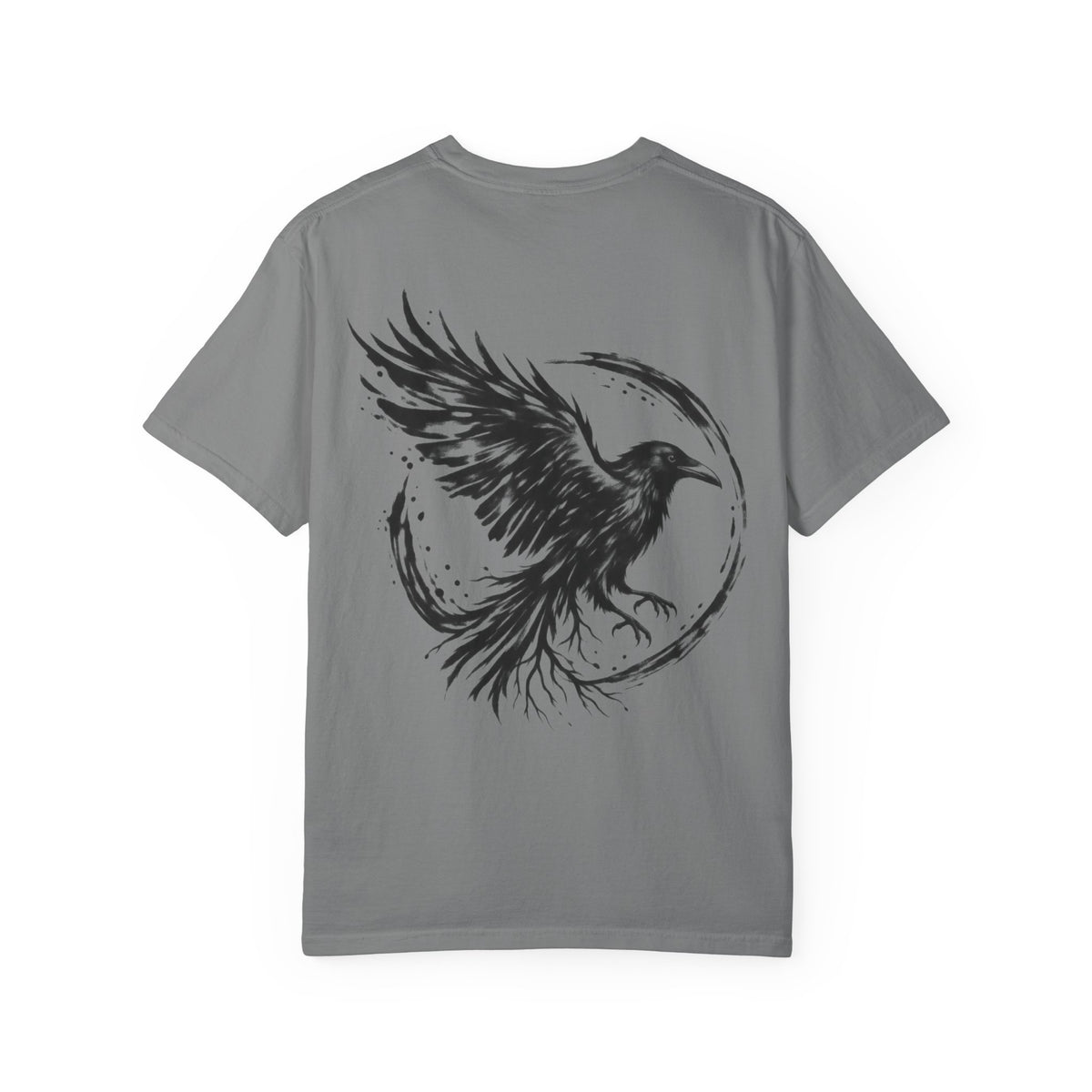 Black Raven Illustration T-shirt | Ink Circle Back Print