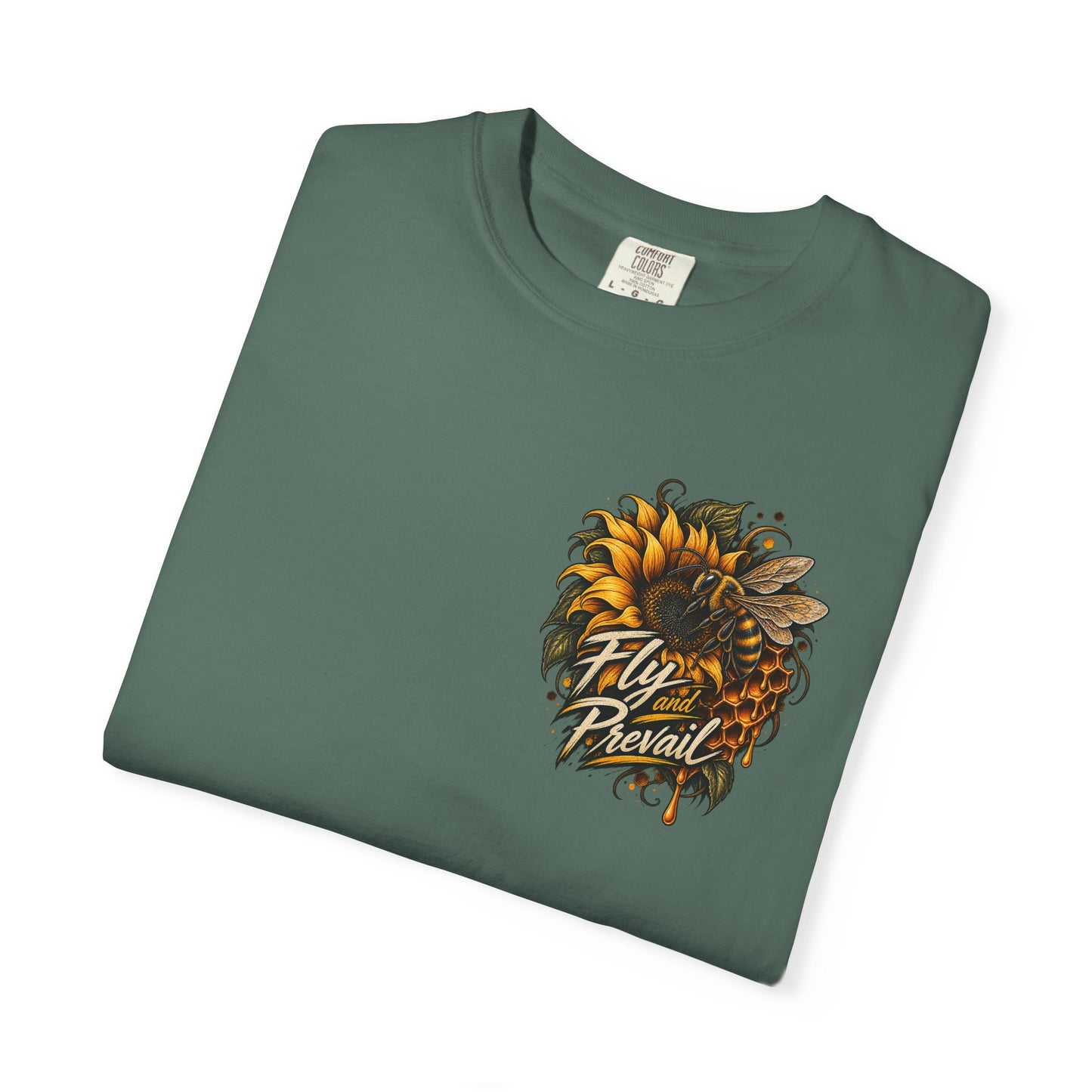 Fly and Prevail Graphic T-Shirt — Sunflower & Bee Illustration