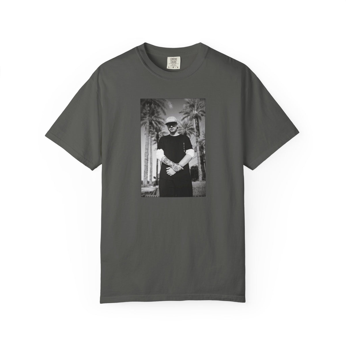 Graphic T‑Shirt — Black & White Palm Photo Tee
