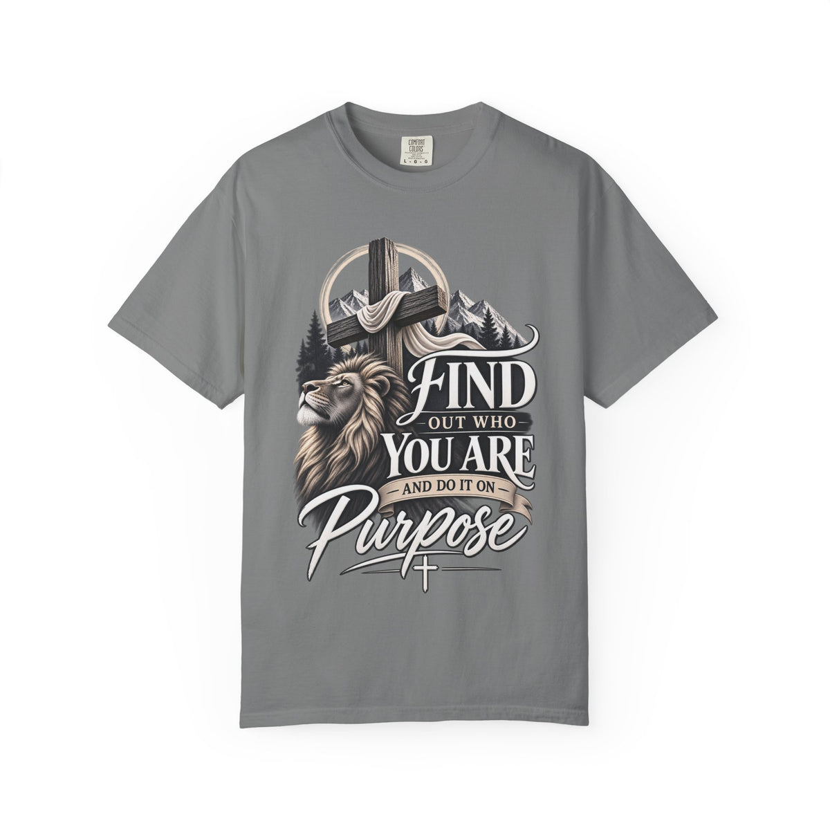 Find Out Who You Are Purpose T-Shirt — Inspirational Christian Mountain & Cross Tee