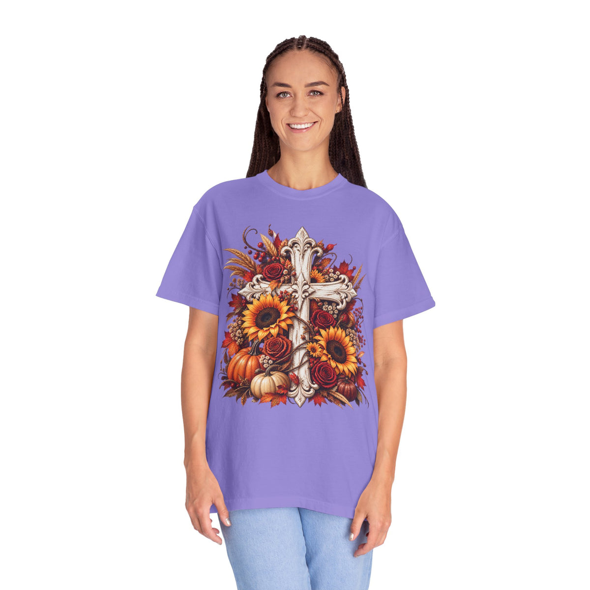 Autumn Harvest Cross and Sunflower T-Shirt