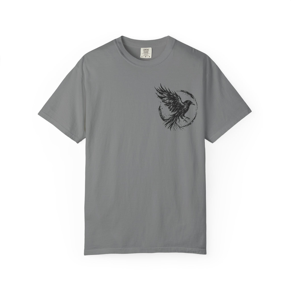 Black Raven Illustration T-shirt | Ink Circle Back Print