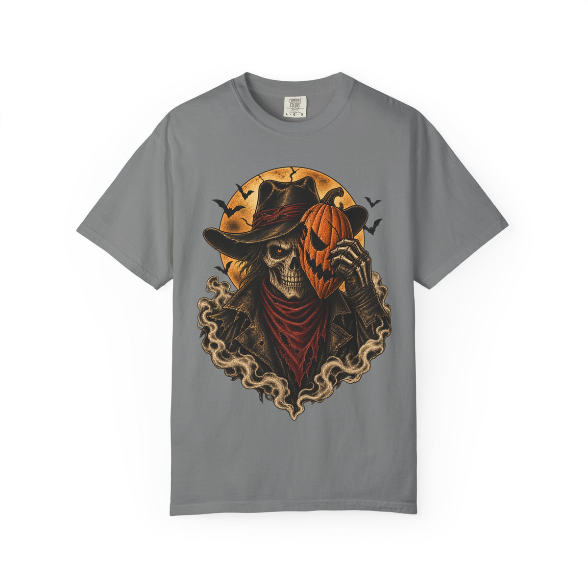 Skeleton Cowboy with Pumpkin Mask T-shirt | Halloween Western Skull Tee