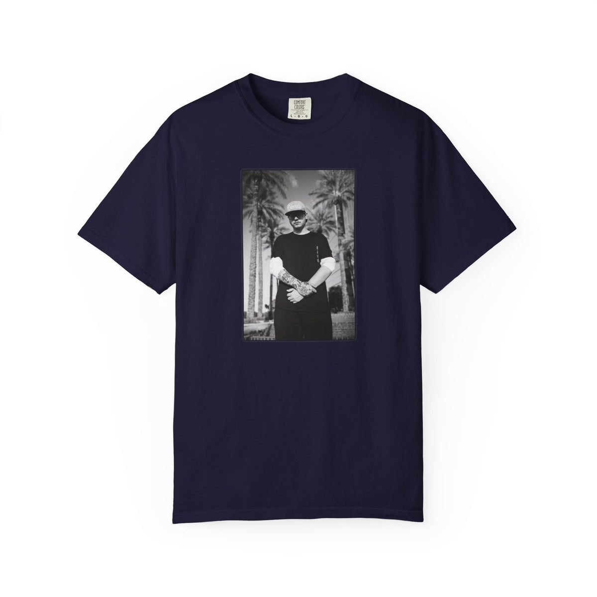 Graphic T‑Shirt — Black & White Palm Photo Tee