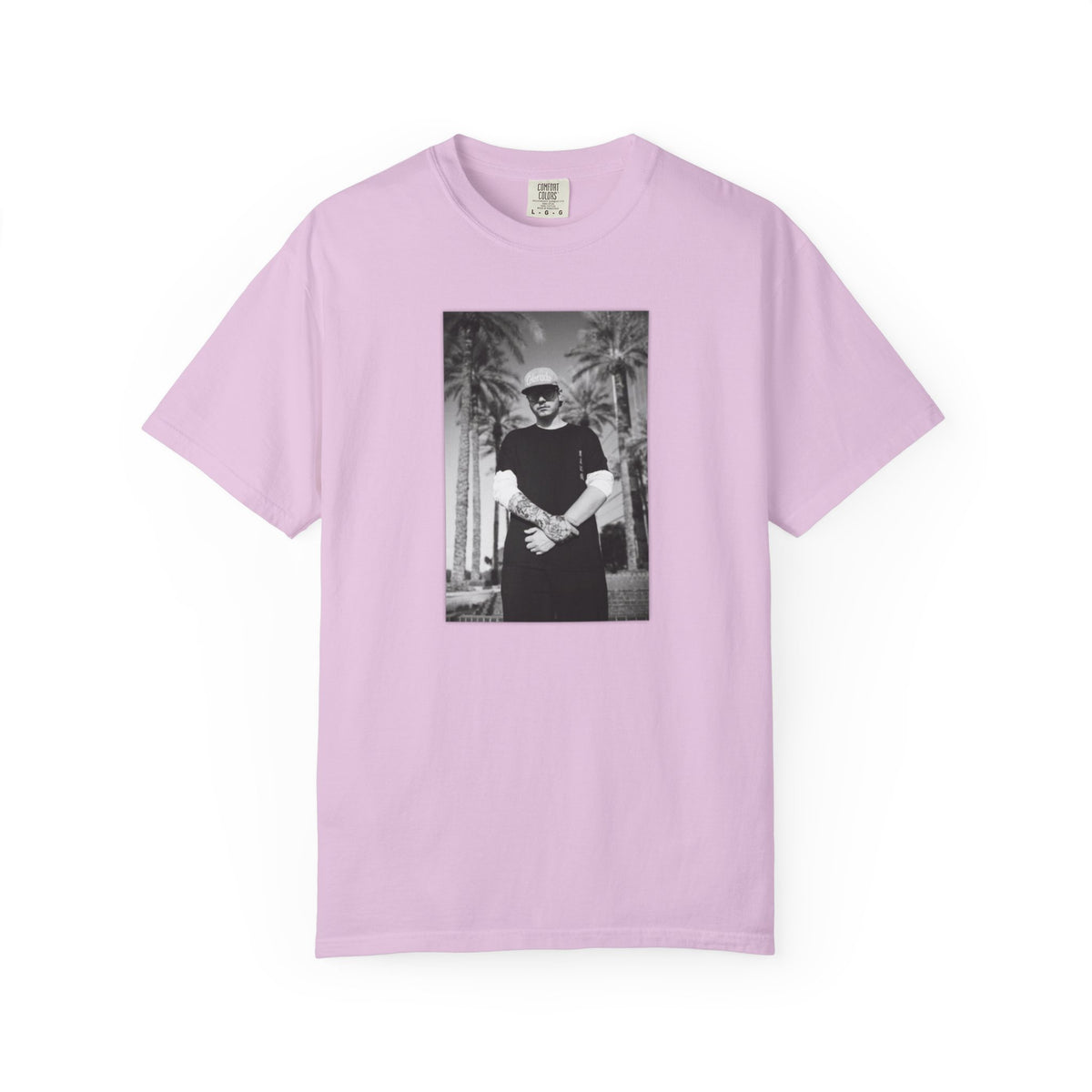 Graphic T‑Shirt — Black & White Palm Photo Tee