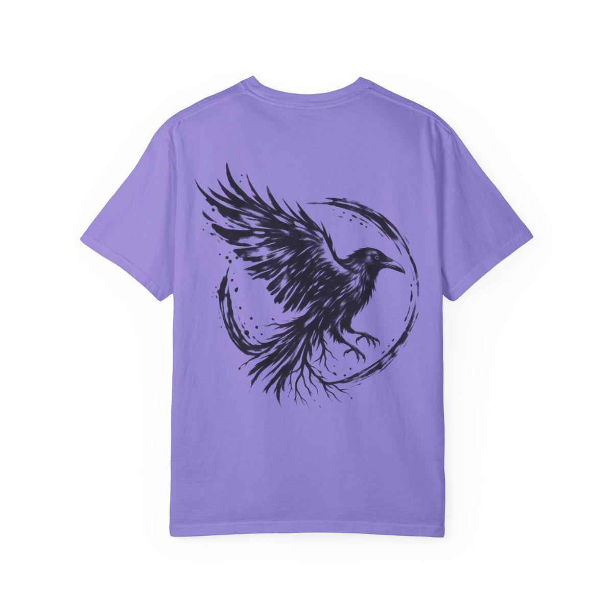 Black Raven Illustration T-shirt | Ink Circle Back Print