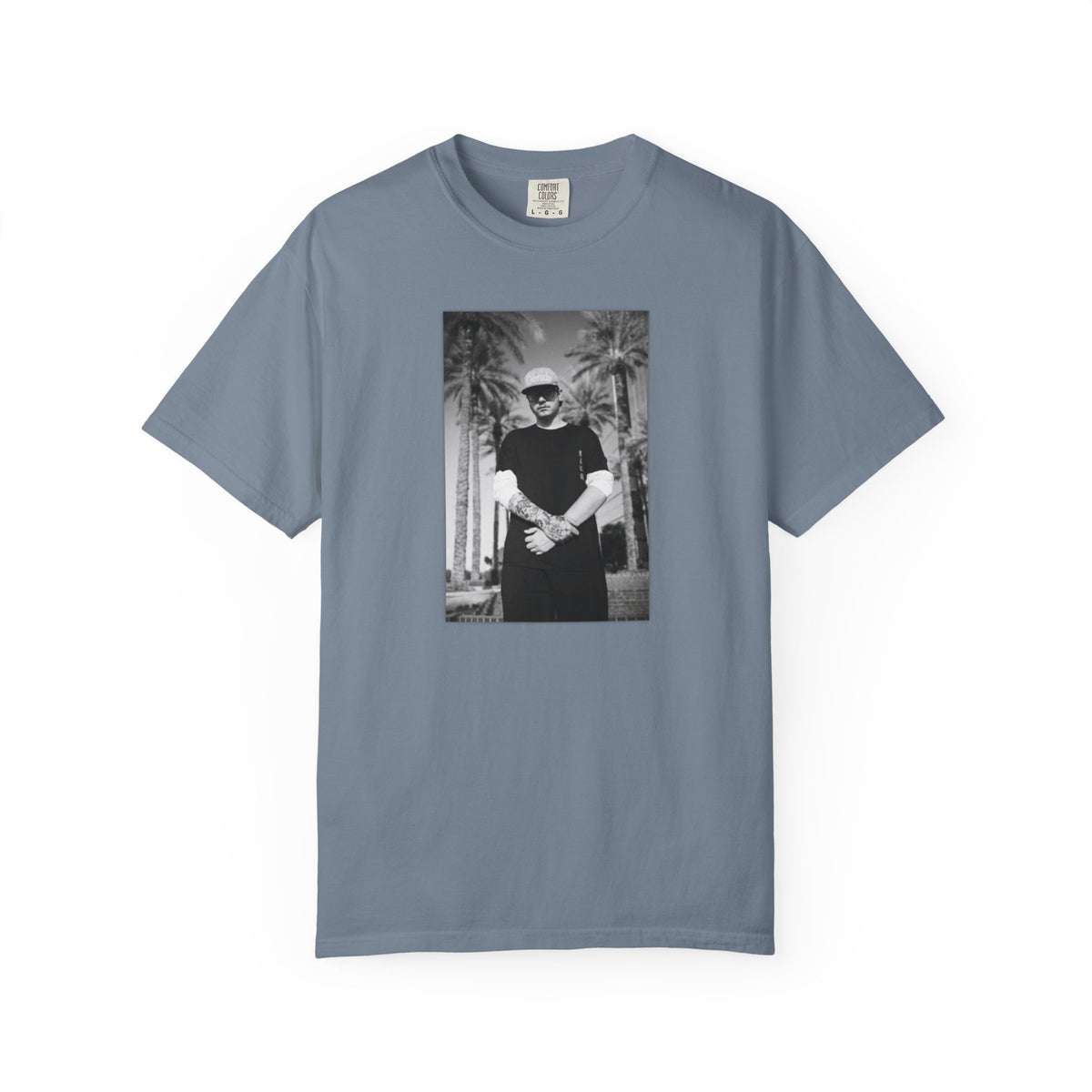 Graphic T‑Shirt — Black & White Palm Photo Tee