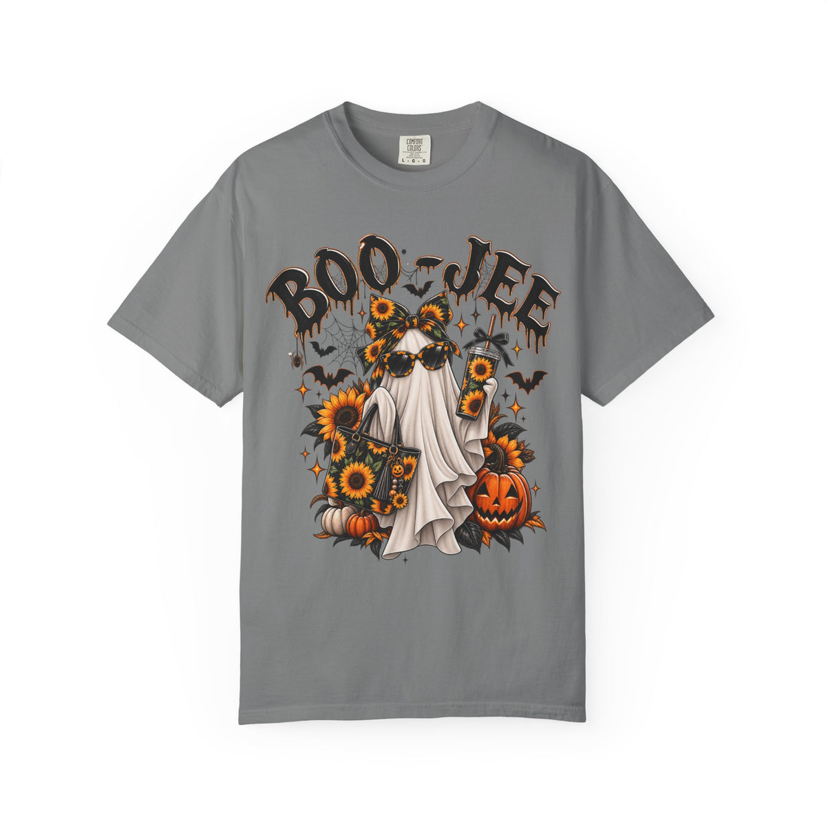 Halloween 'Boo-Jee' Ghost Tee — Pumpkin & Sunflower Spooky Graphic T-Shirt