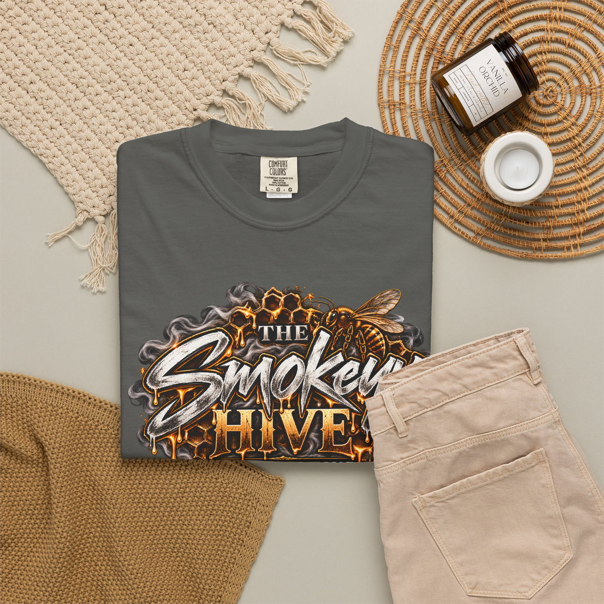 The Smokey's Hive Graphic T-Shirt Collab— Bee & Honeycomb Logo Tee