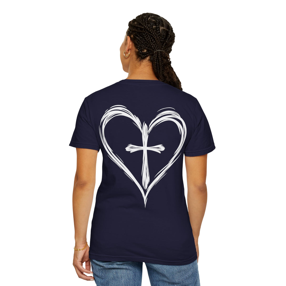 Cross Heart T-Shirt — Brushstroke Cross Graphic Christian Tee
