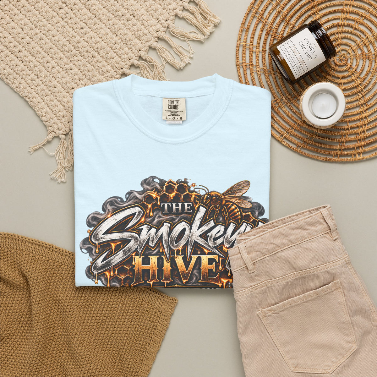 The Smokey's Hive Graphic T-Shirt Collab— Bee & Honeycomb Logo Tee