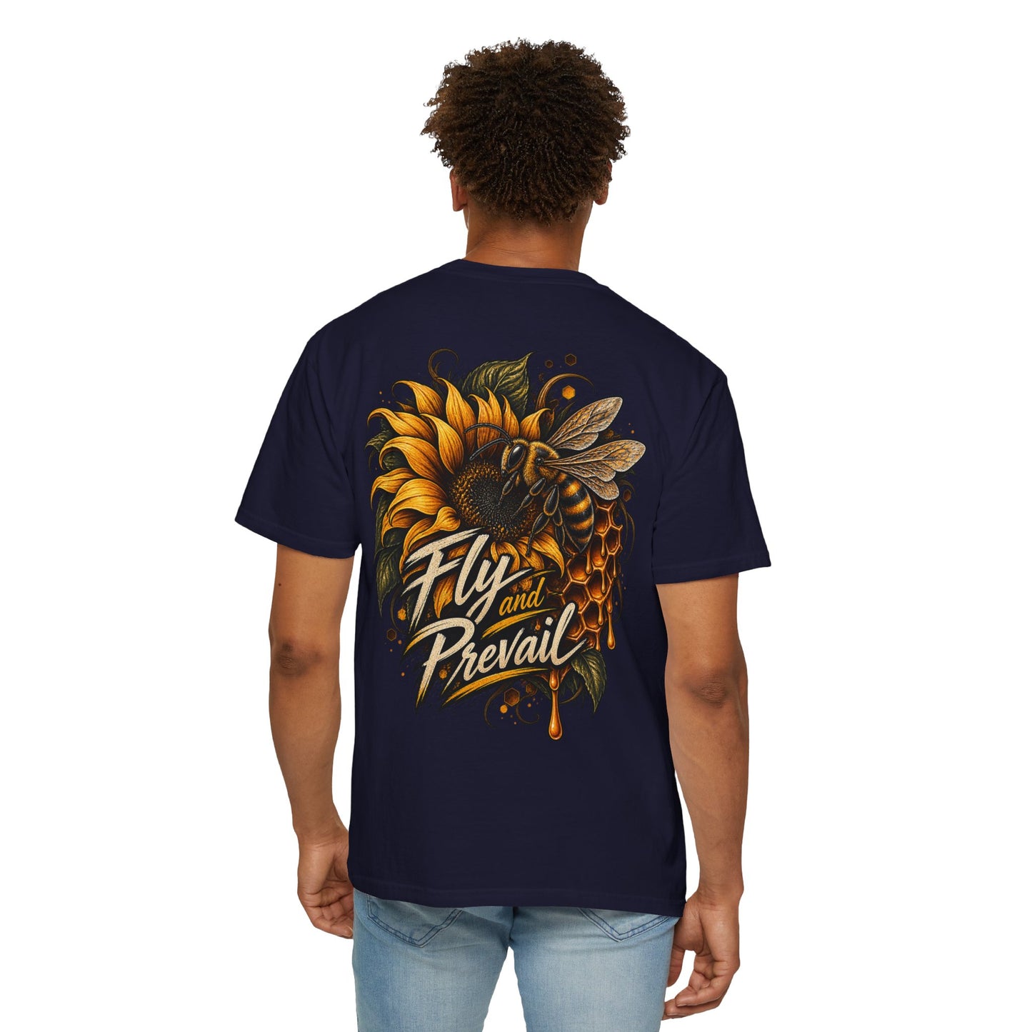 Fly and Prevail Graphic T-Shirt — Sunflower & Bee Illustration