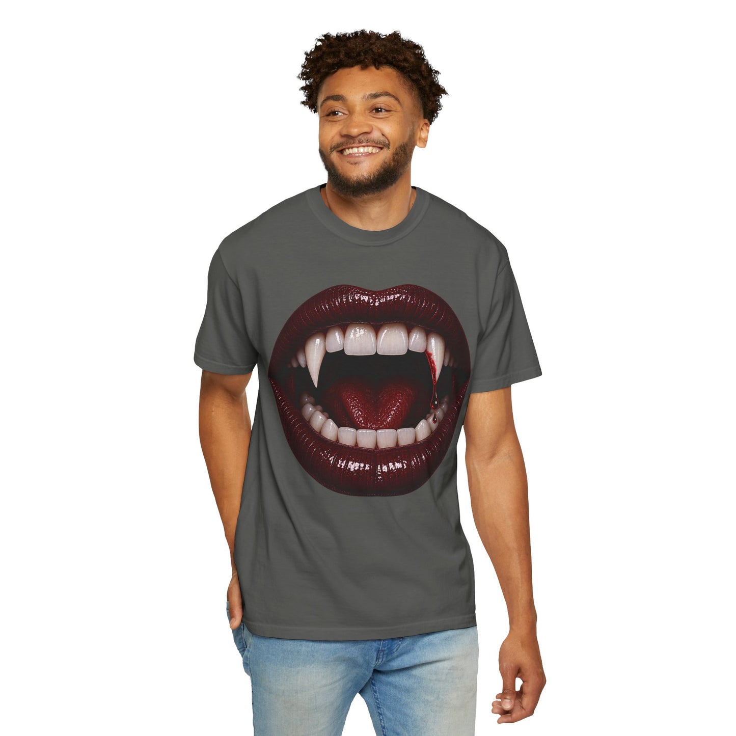 Vampire Fangs Graphic T-Shirt — Gothic Vampire Mouth Tee