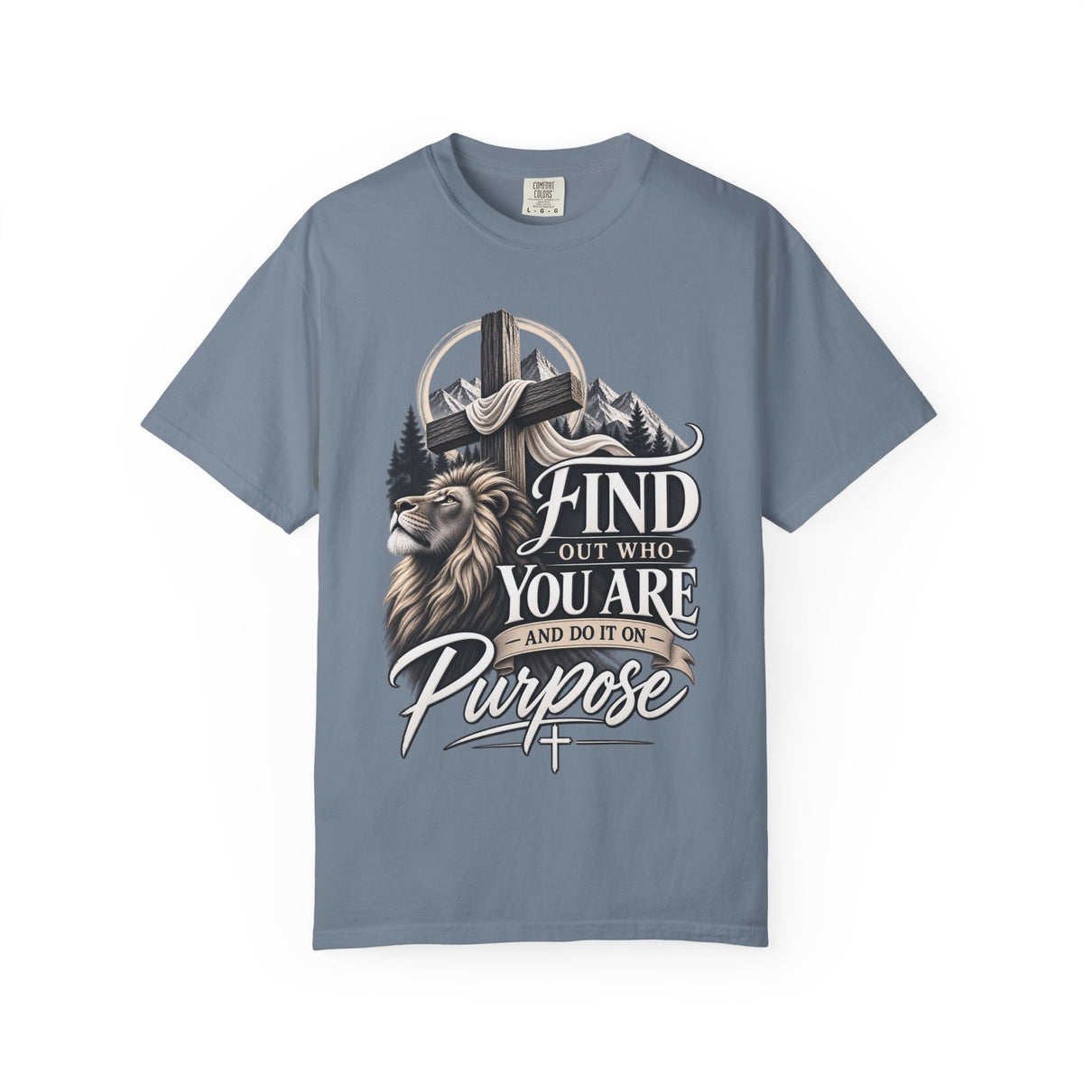 Find Out Who You Are Purpose T-Shirt — Inspirational Christian Mountain & Cross Tee