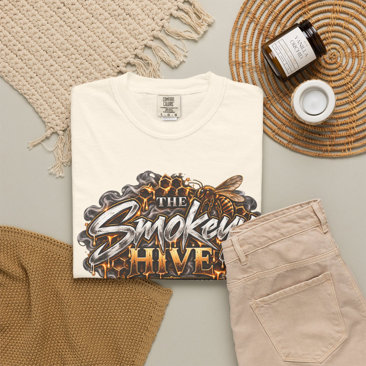 The Smokey's Hive Graphic T-Shirt Collab— Bee & Honeycomb Logo Tee
