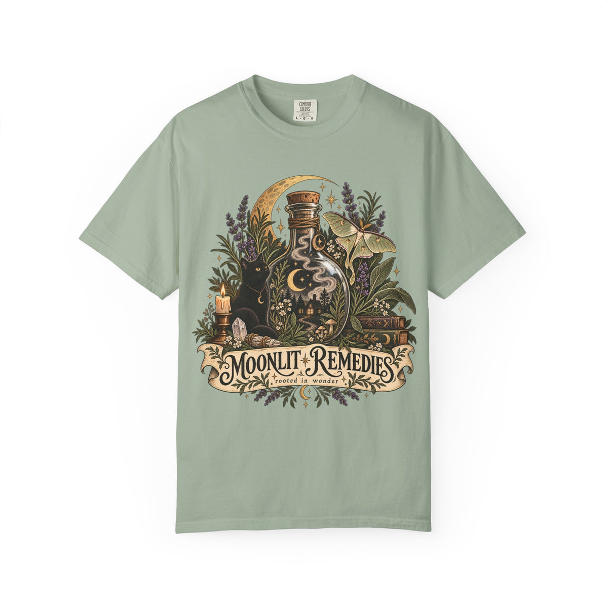 Moonlit Remedies T-Shirt — Vintage Apothecary Potion Graphic Tee