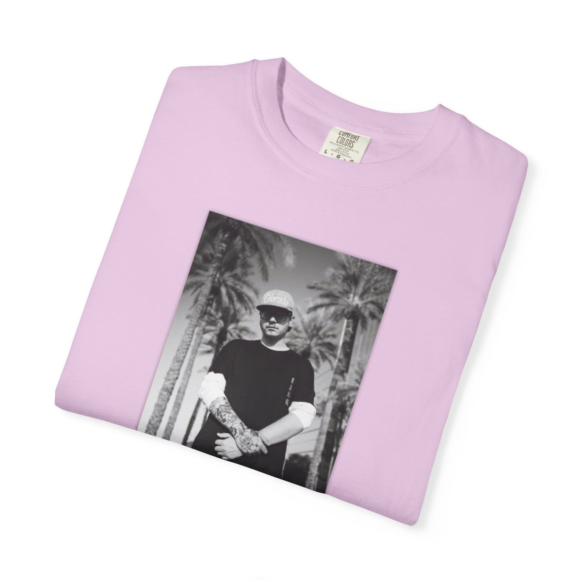Graphic T‑Shirt — Black & White Palm Photo Tee