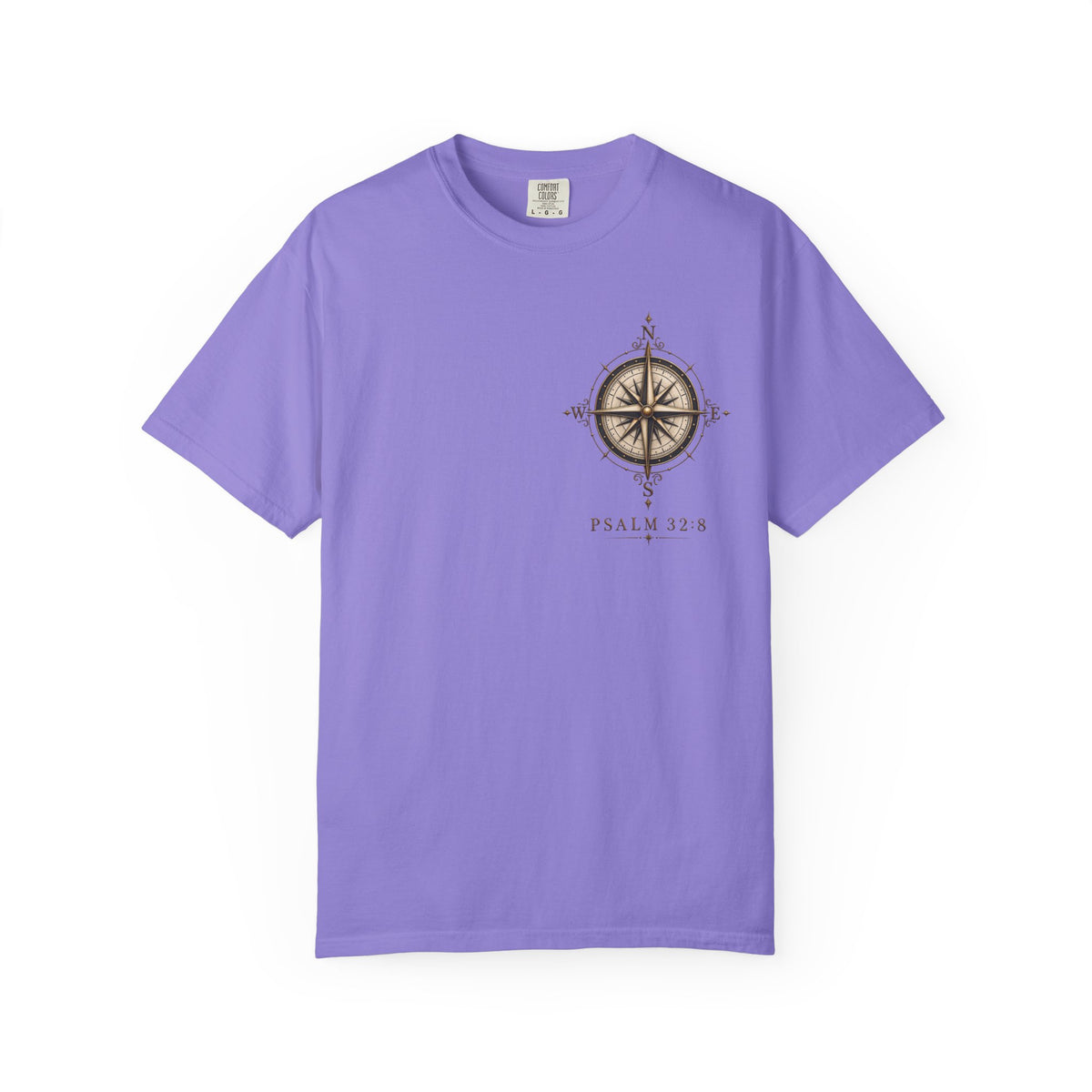 Psalm 23 Compass T-Shirt — "He Will Show The Way" Scenic Graphic Tee