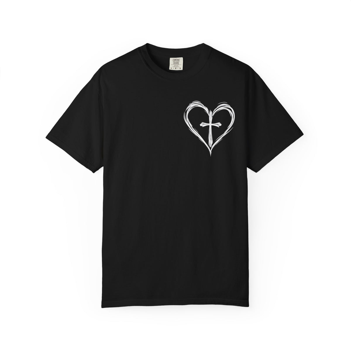 Cross Heart T-Shirt — Brushstroke Cross Graphic Christian Tee