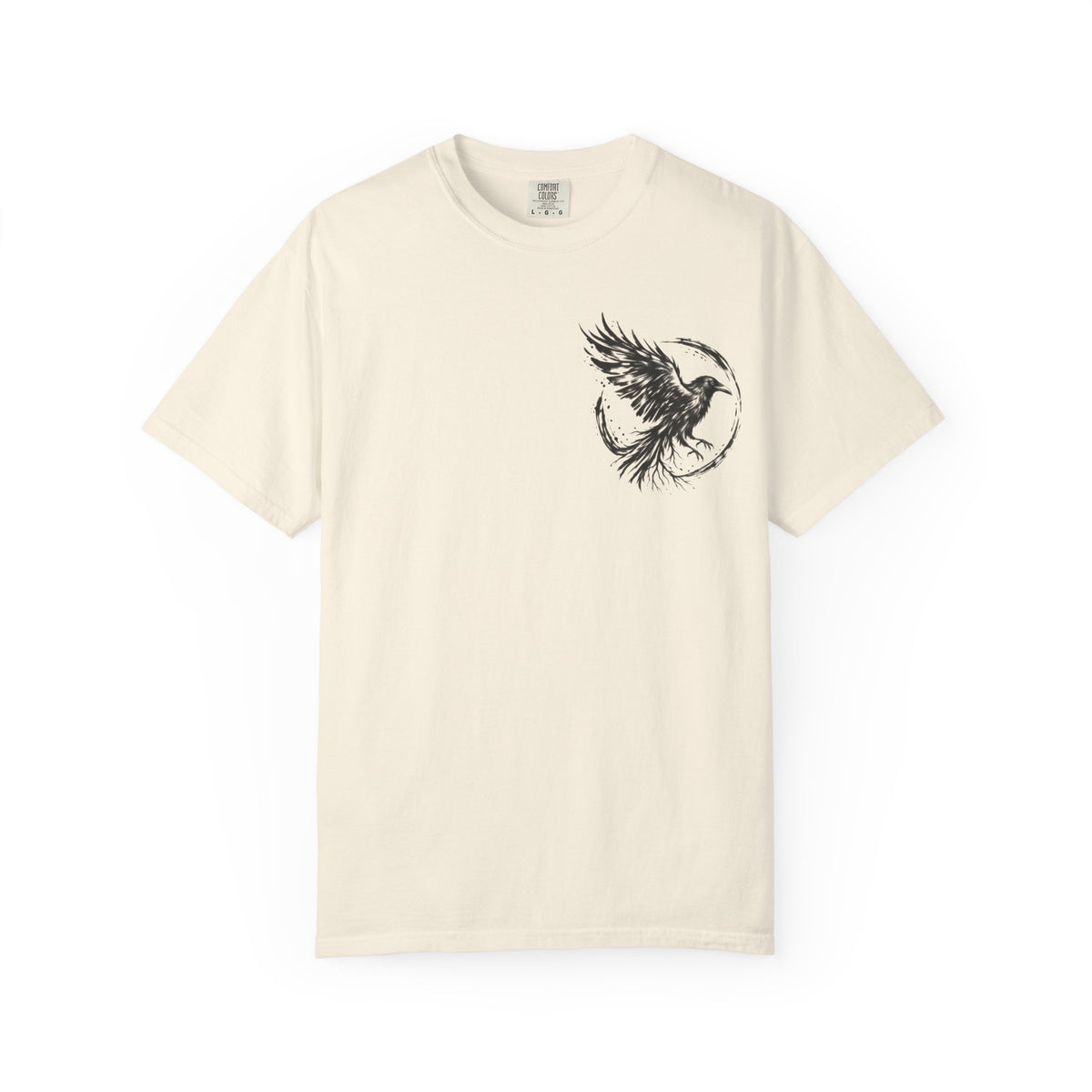 Black Raven Illustration T-shirt | Ink Circle Back Print