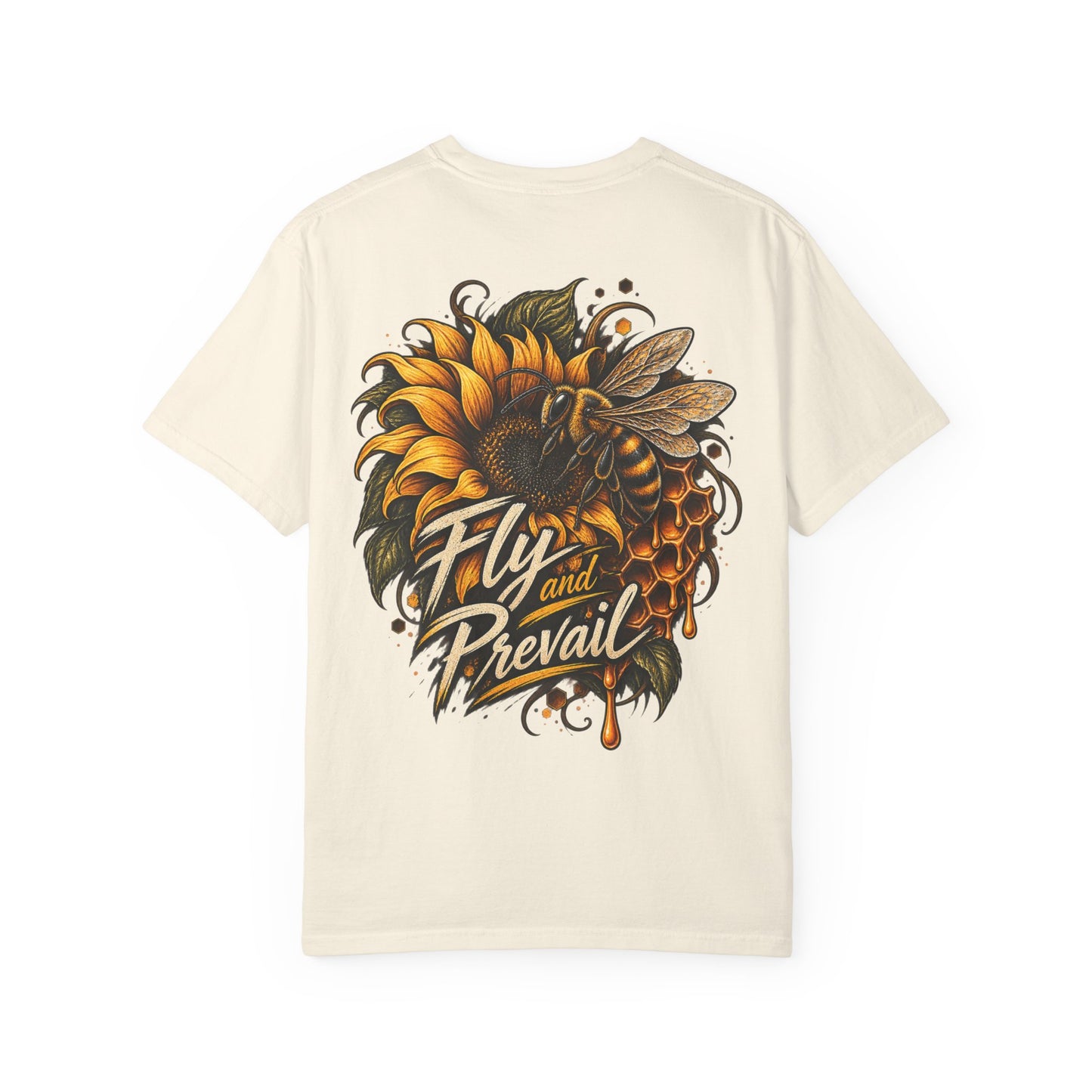 Fly and Prevail Graphic T-Shirt — Sunflower & Bee Illustration
