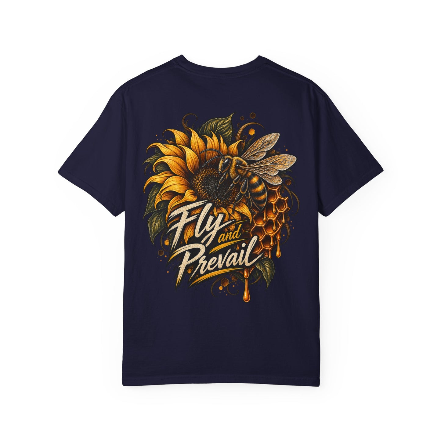 Fly and Prevail Graphic T-Shirt — Sunflower & Bee Illustration