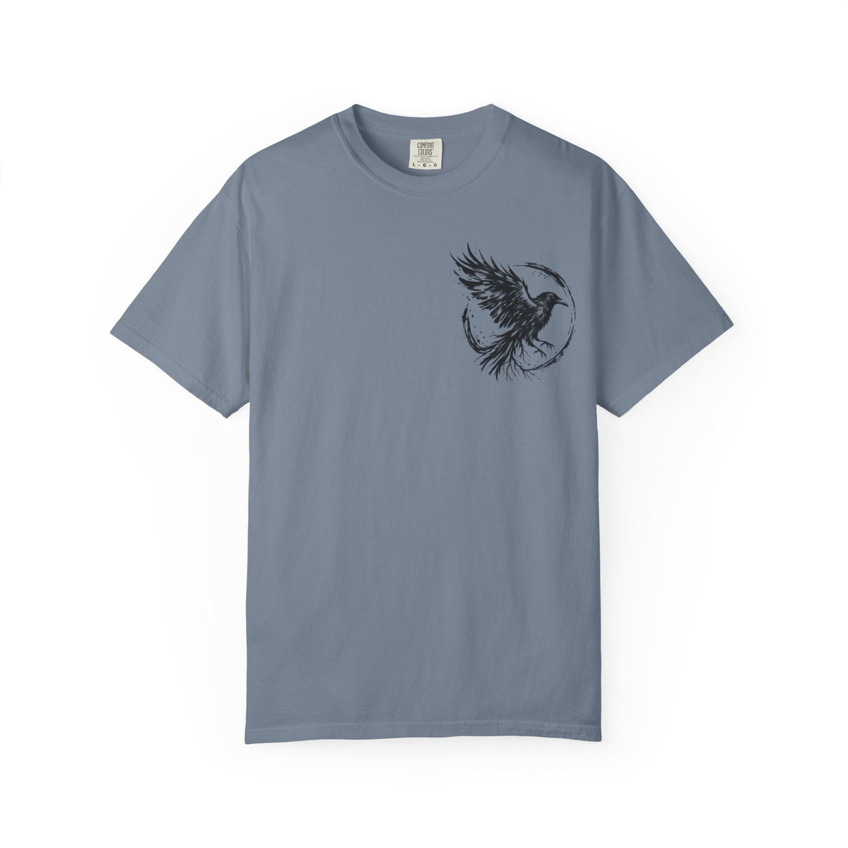 Black Raven Illustration T-shirt | Ink Circle Back Print