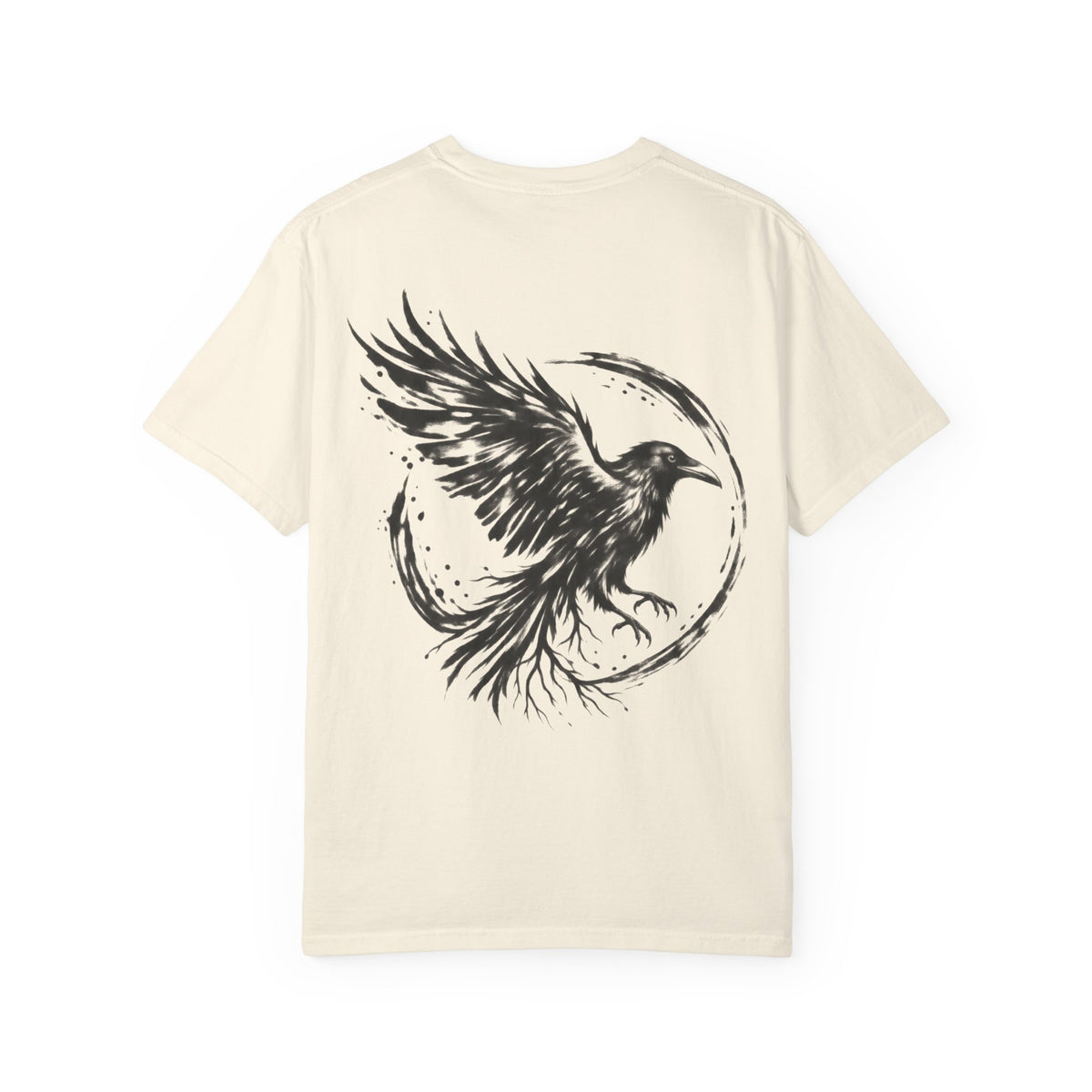 Black Raven Illustration T-shirt | Ink Circle Back Print